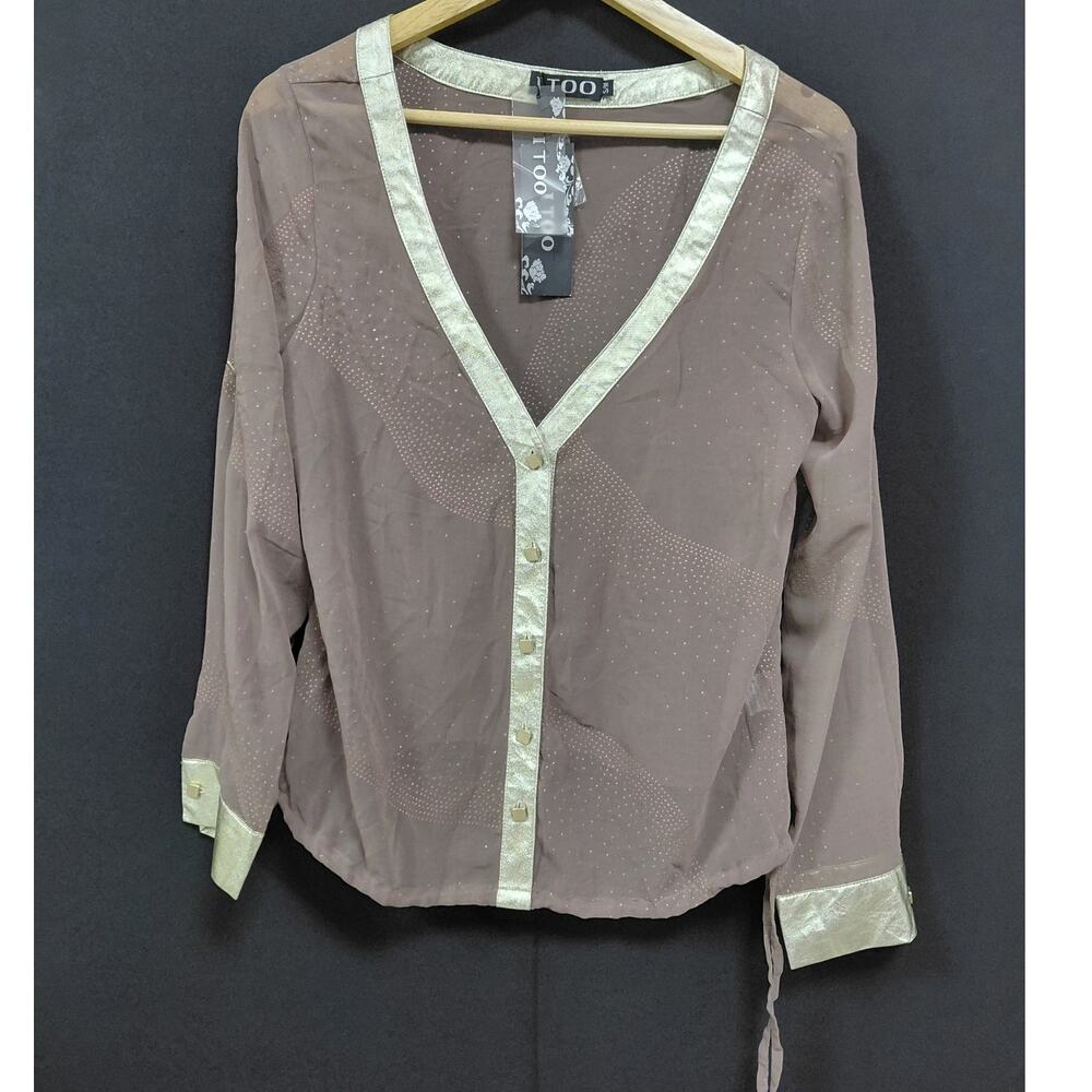 NWT I TOO TOO ITT3074 Electric Pop Tunic Solid Long Sleeve Women Size M